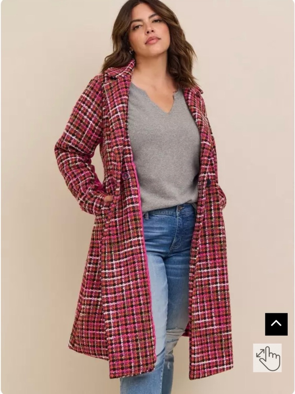 torrid Hot Pink Plaid Long Coat